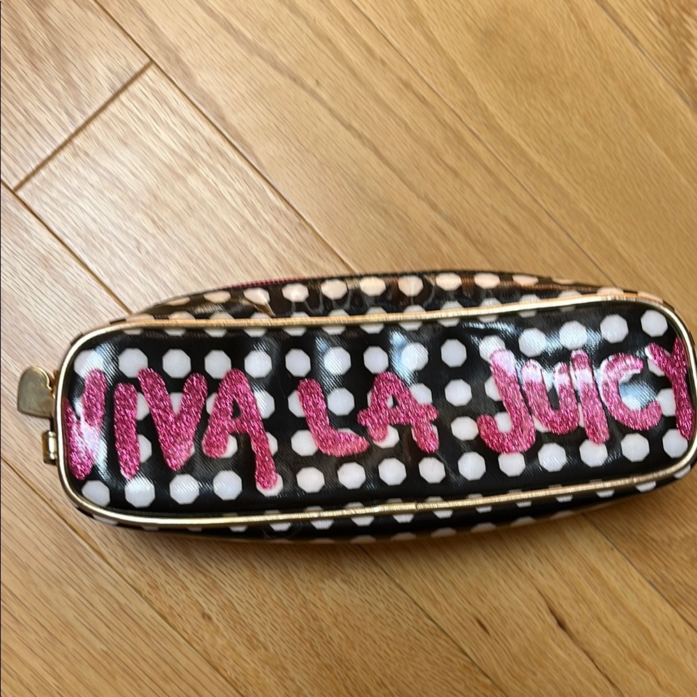 Vintage Juicy Couture Black and White Polka Dot Make Up Case